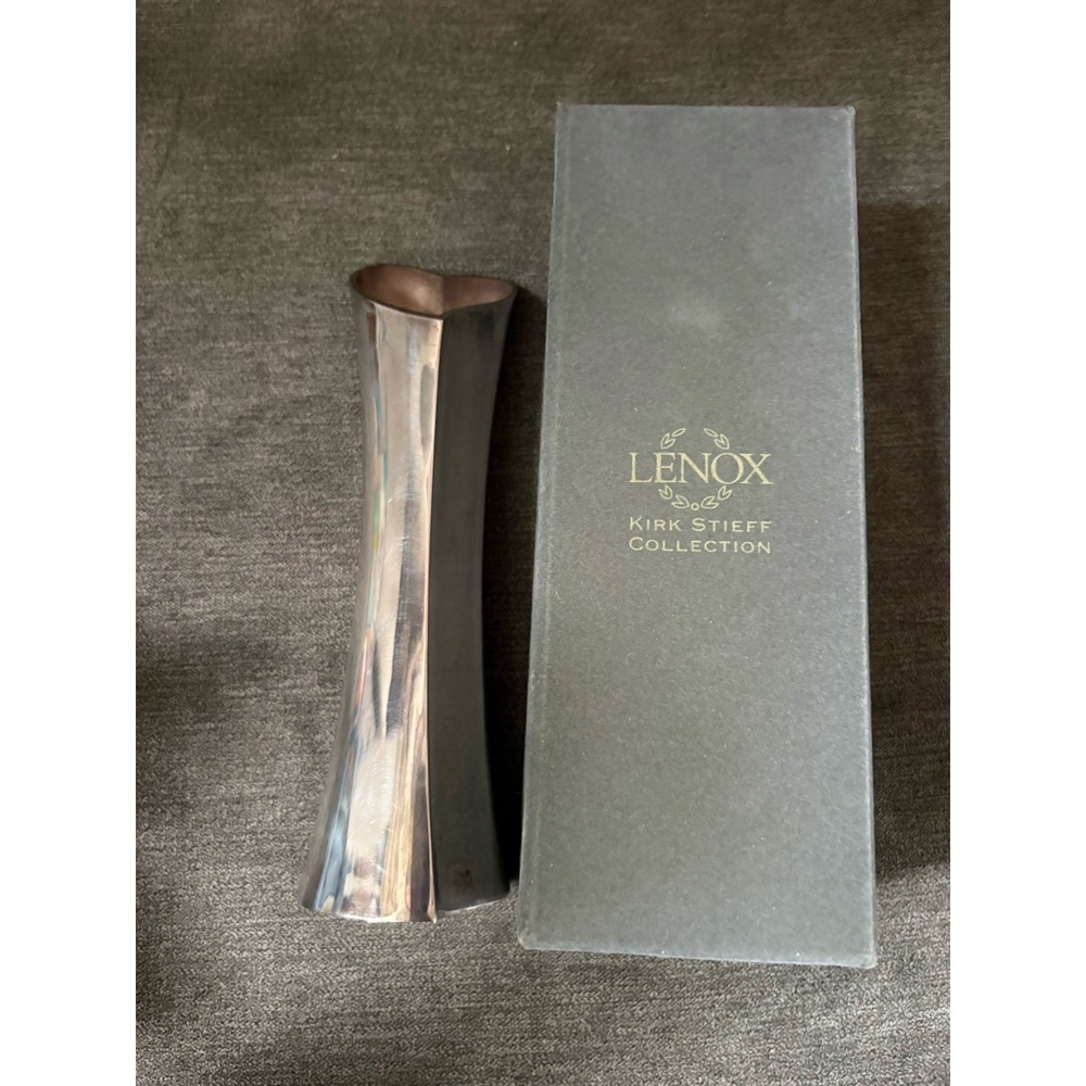 Vintage‎ in Box LENOX KIRK STIEFF Silver Plated HEART Shape 8 1/4"h Bud Vase